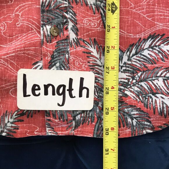 Reyn Spooner Red Cotton Trpoical Palm Tree Casual Mens Shirt - L - Picture 6 of 7